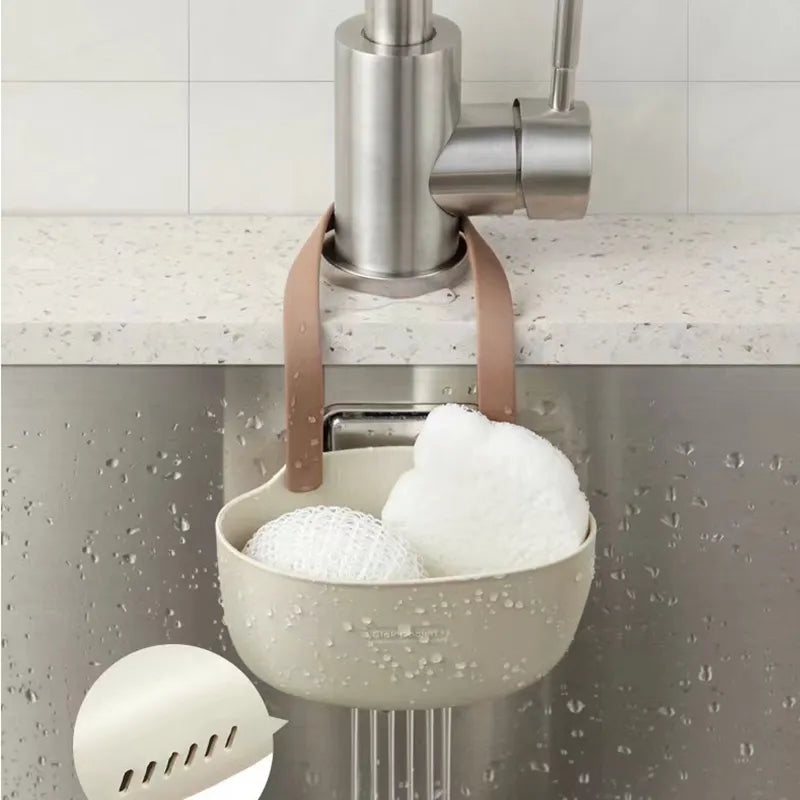 Kitchen Aluminum Sink Drain Rack Sponge Storage Faucet Holder Soap