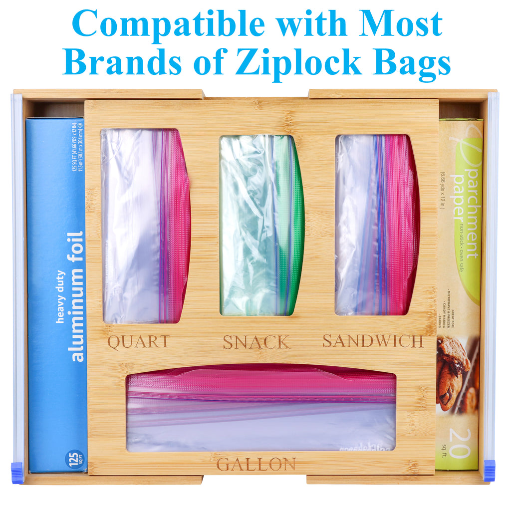 Ziplock Bag Organizer for Drawer - Foil and Plastic Wrap Organizer with  Cutter– FraneMX